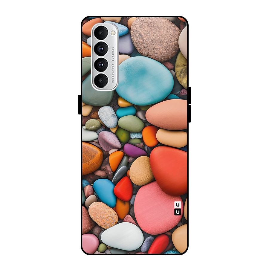 Colourful Stones Metal Back Case for Oppo Reno4 Pro