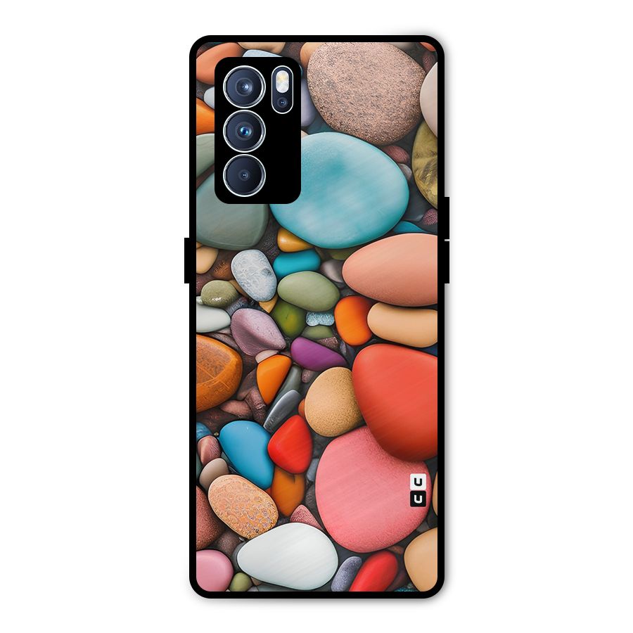Colourful Stones Metal Back Case for Oppo Reno6 Pro 5G