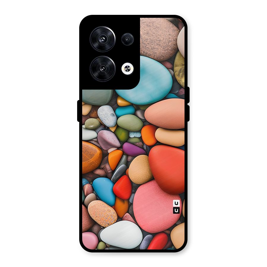 Colourful Stones Metal Back Case for Oppo Reno8 5G