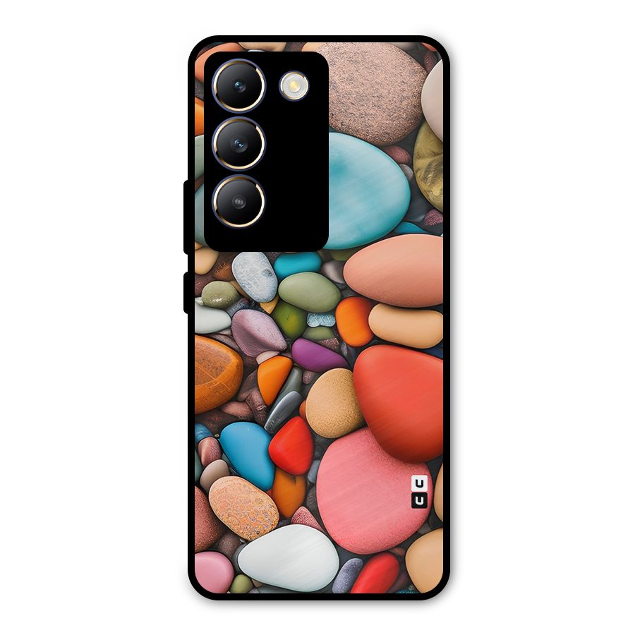 Colourful Stones Metal Back Case for Vivo T3 5G