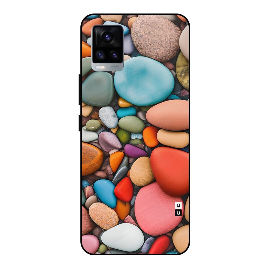 Colourful Stones Metal Back Case for Vivo V20 2021