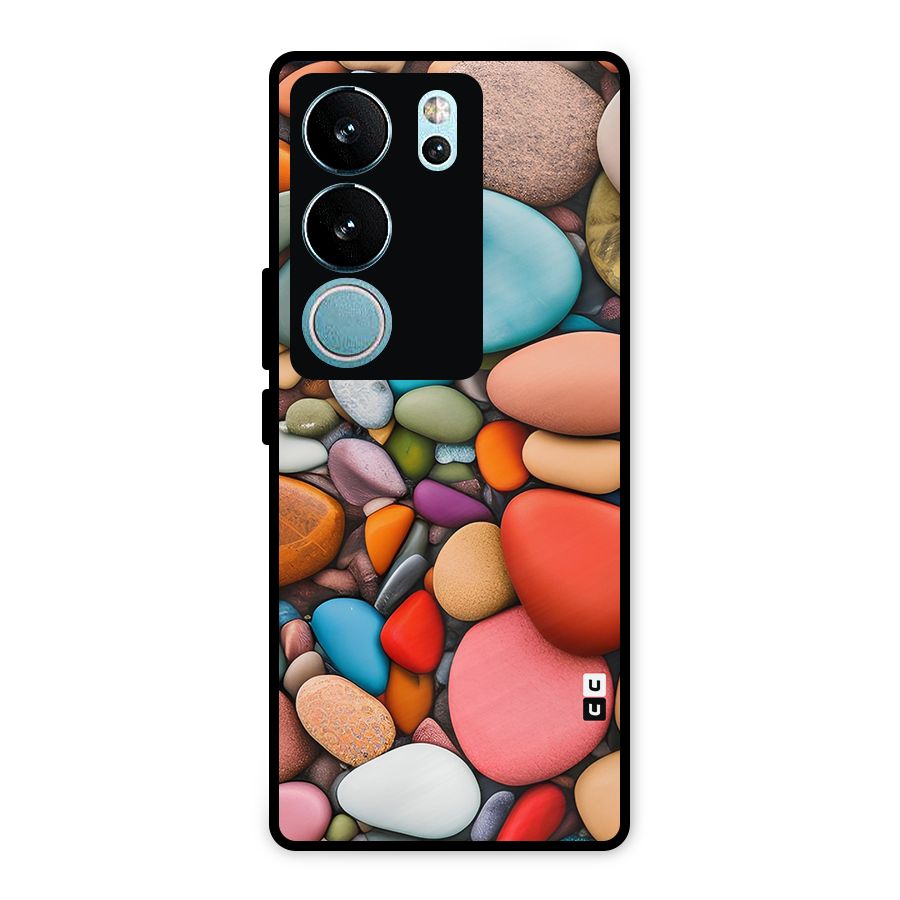 Colourful Stones Metal Back Case for Vivo V29 Pro
