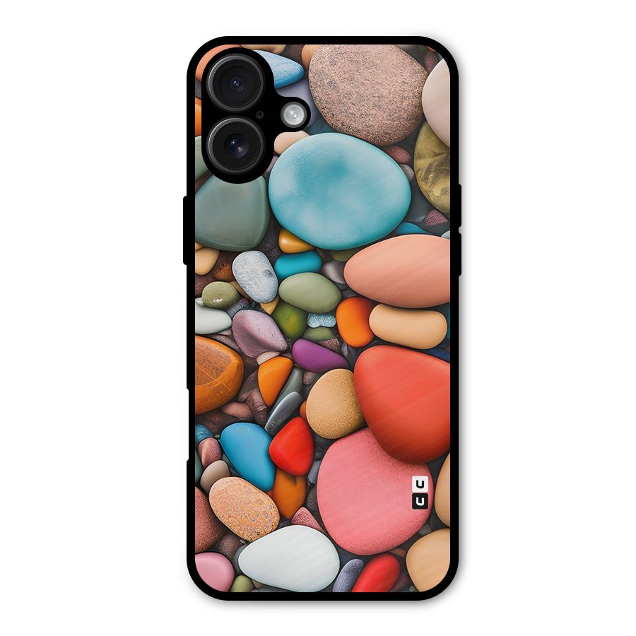 Colourful Stones Metal Back Case for iPhone 16 Plus
