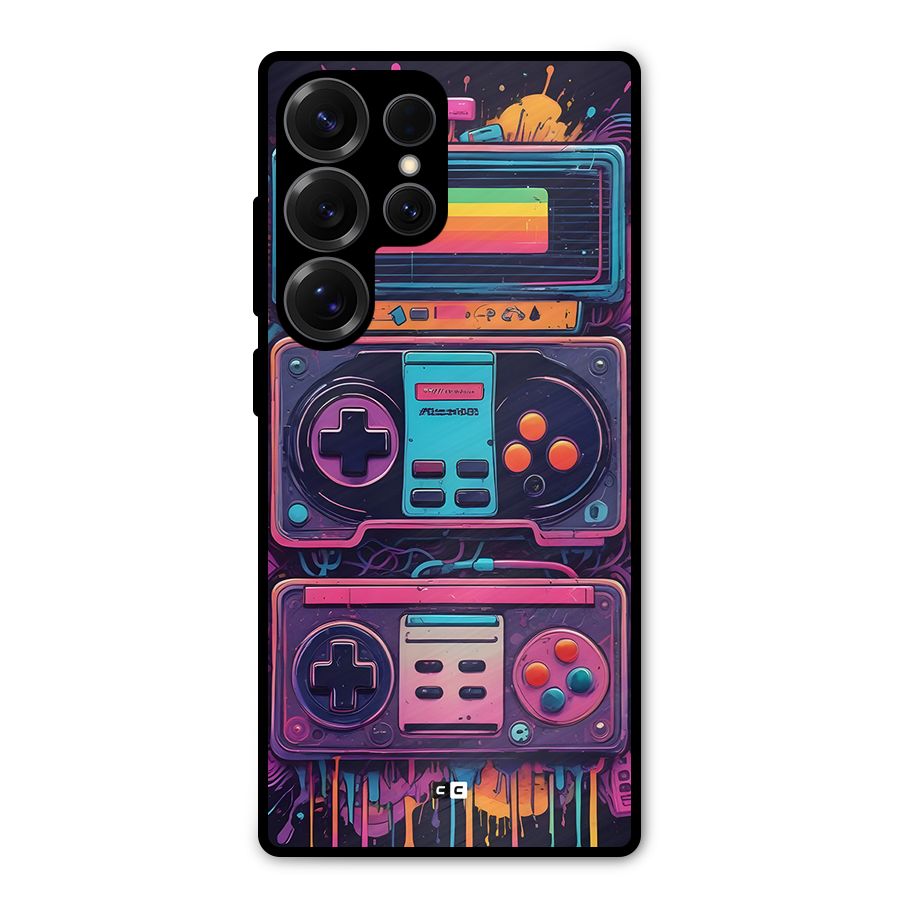 Comic Gaming Console Metal Back Case for Galaxy S25 Ultra