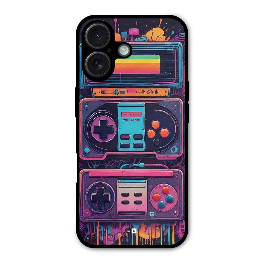 Comic Gaming Console Metal Back Case for iPhone 16