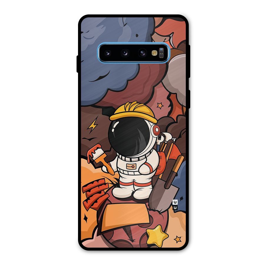 Comic Space Astronaut Metal Back Case for Galaxy S10