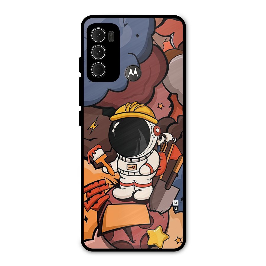 Comic Space Astronaut Metal Back Case for Moto G60