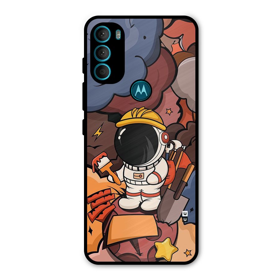Comic Space Astronaut Metal Back Case for Moto G71 5G