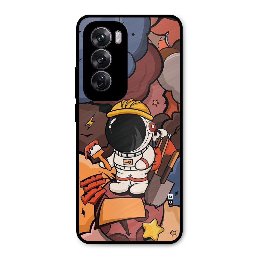 Comic Space Astronaut Metal Back Case for Oppo Reno12 Pro