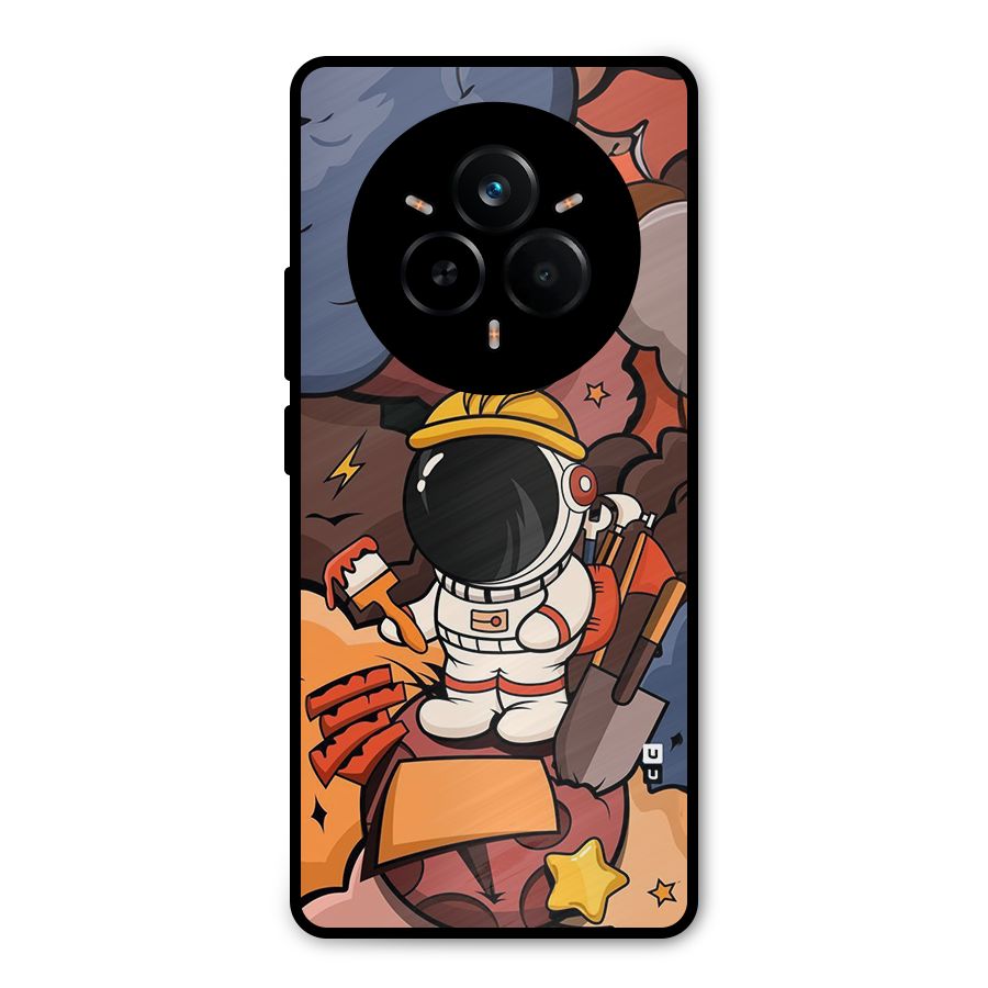 Comic Space Astronaut Metal Back Case for Realme 14 Pro Plus