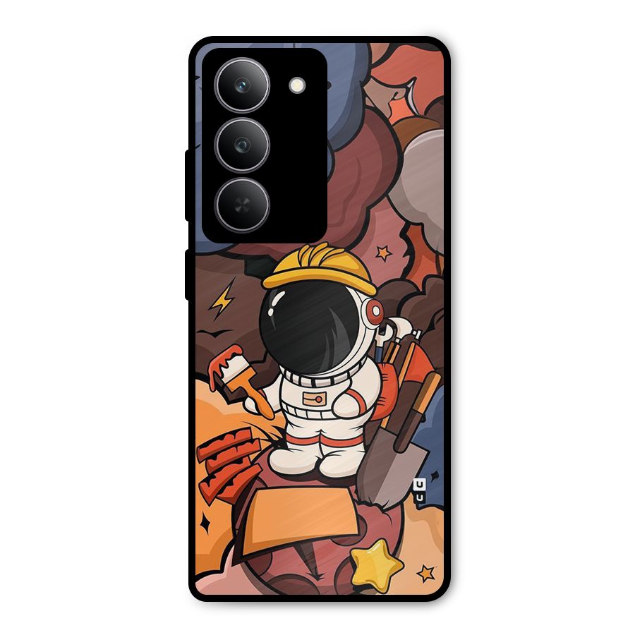 Comic Space Astronaut Metal Back Case for Realme 14x