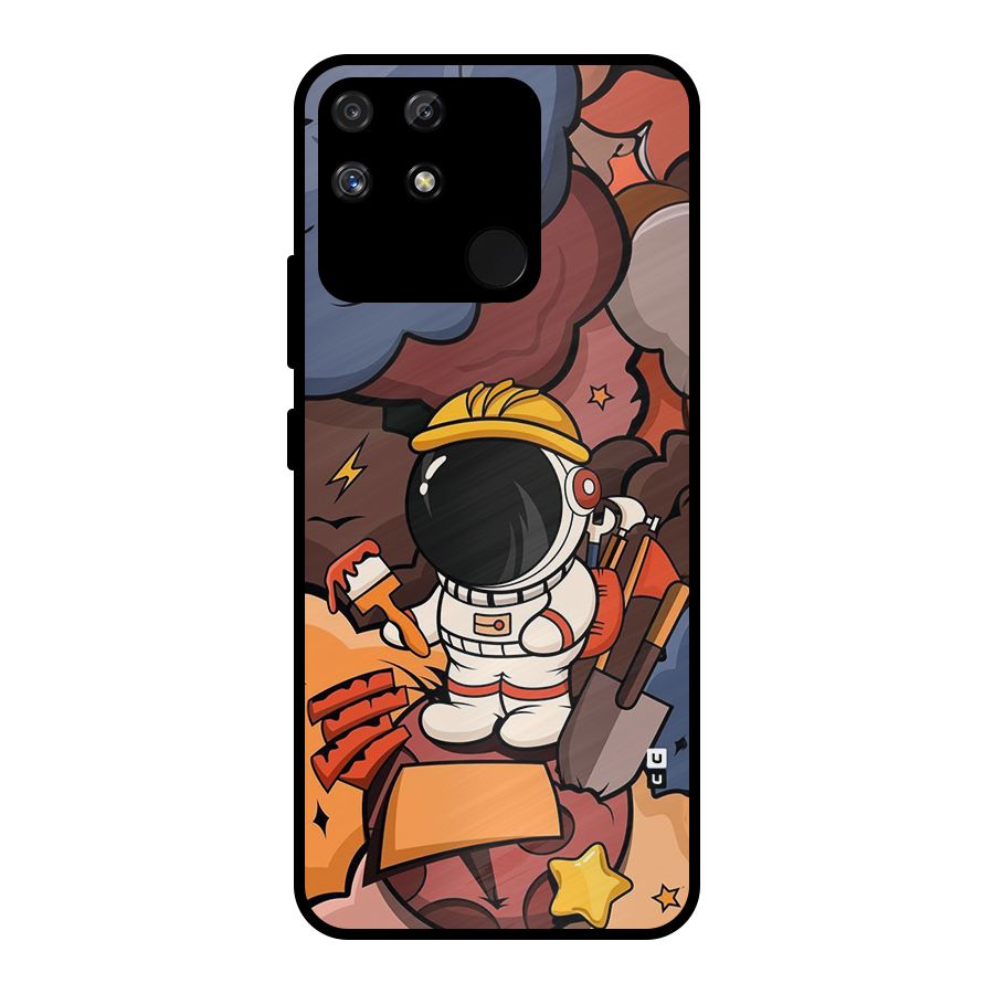 Comic Space Astronaut Metal Back Case for Realme Narzo 50A