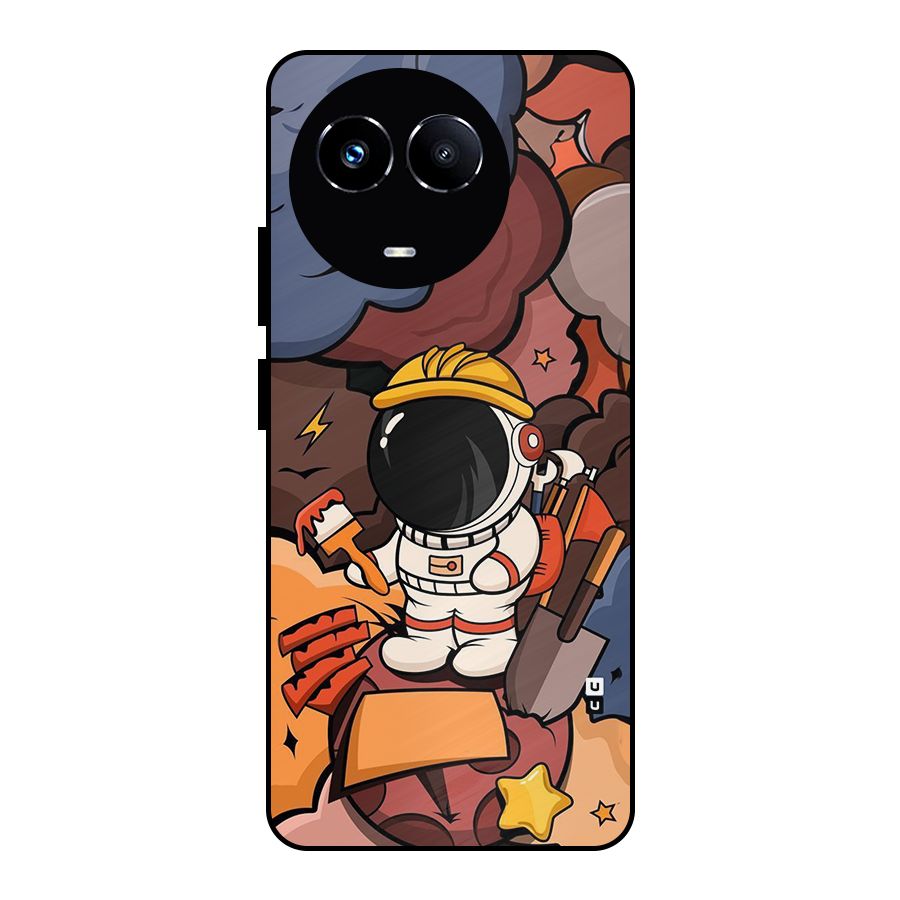 Comic Space Astronaut Metal Back Case for Realme Narzo 60X