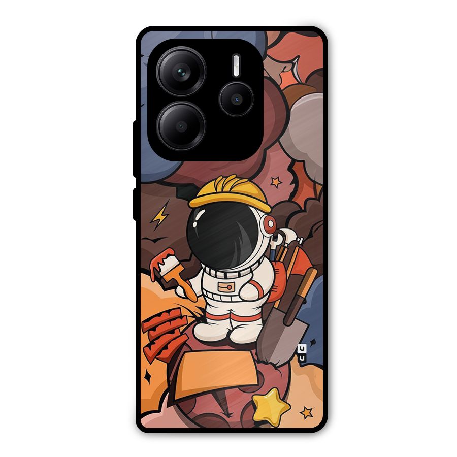 Comic Space Astronaut Metal Back Case for Redmi Note 14 5G