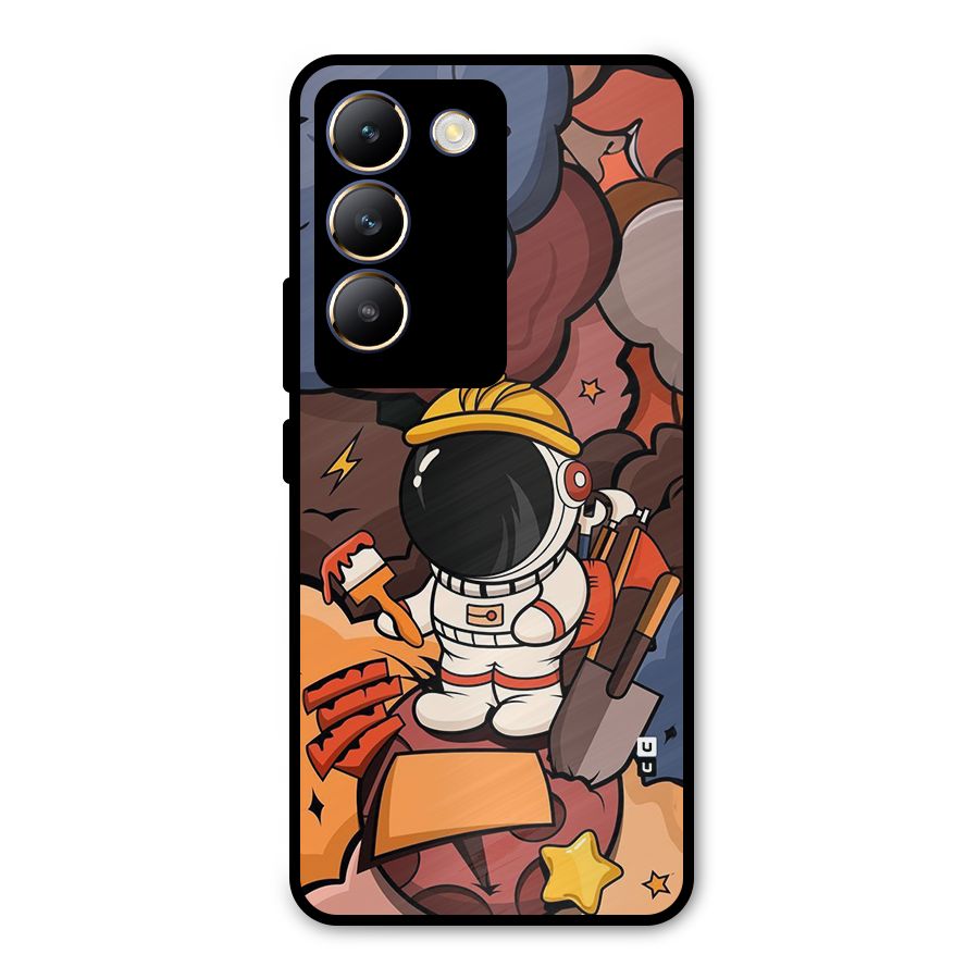 Comic Space Astronaut Metal Back Case for Vivo T3 5G