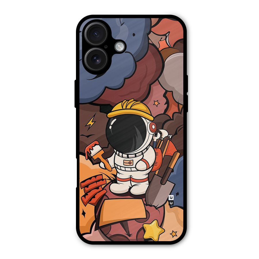 Comic Space Astronaut Metal Back Case for iPhone 16 Plus