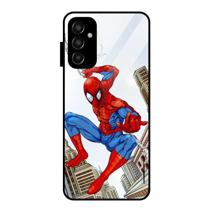 Comic Spider Man Glass Back Case for Galaxy F13