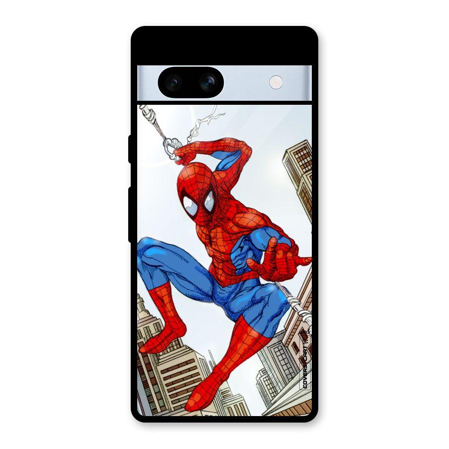 Comic Spider Man Glass Back Case for Google Pixel 7a