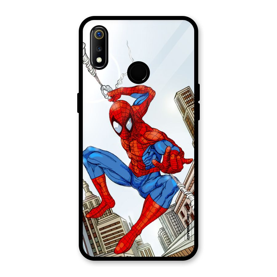 Comic Spider Man Glass Back Case for Realme 3