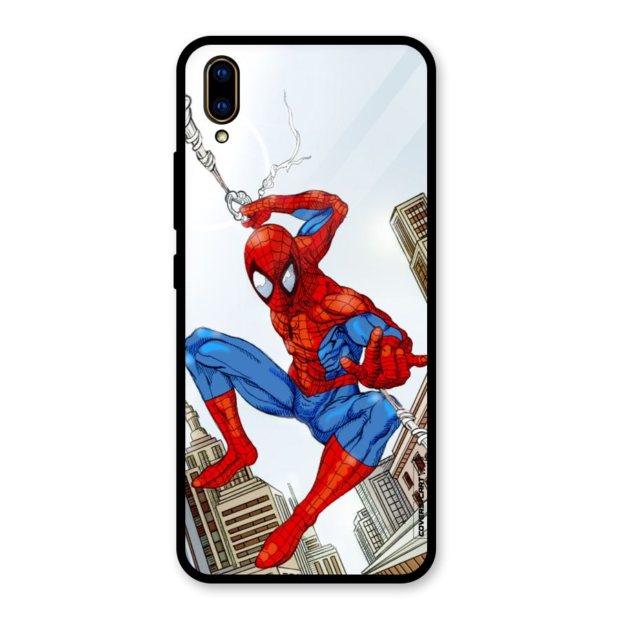 Comic Spider Man Glass Back Case for Vivo V11 Pro