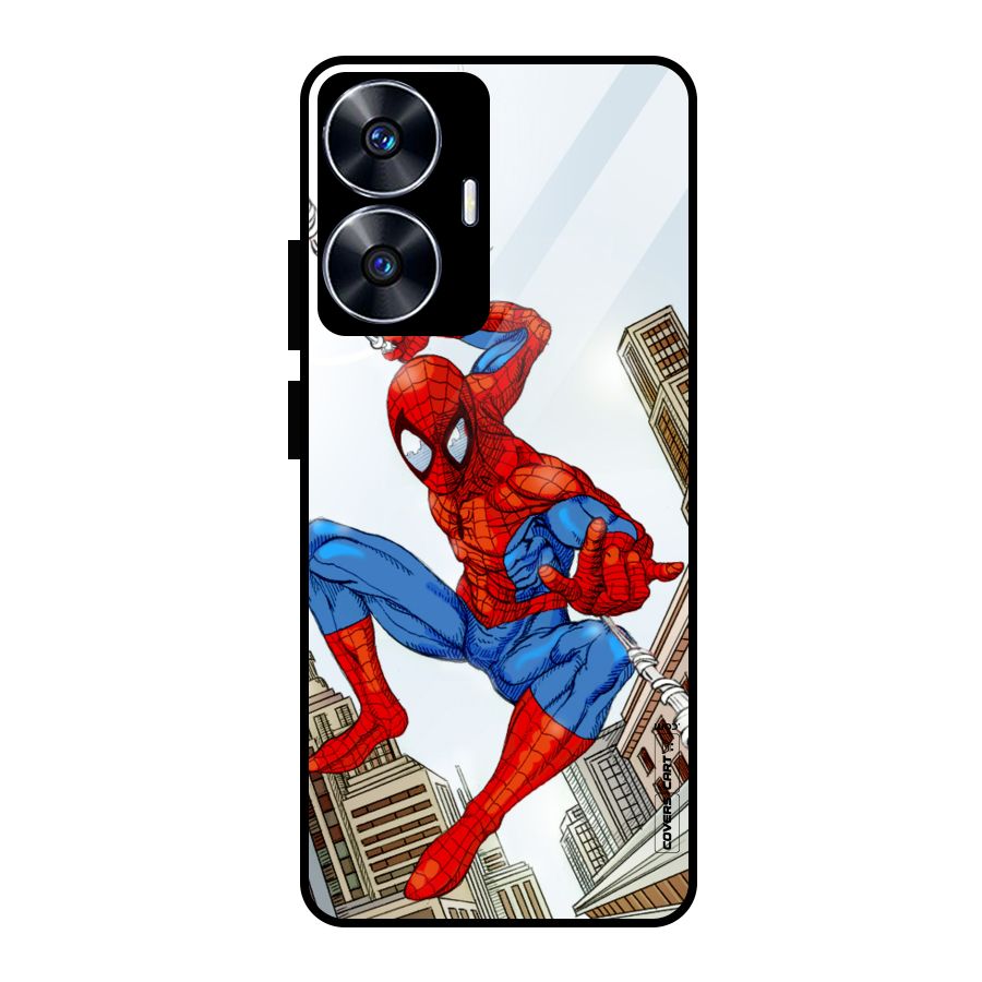 Comic Spider Man Glass Back Case for realme C55