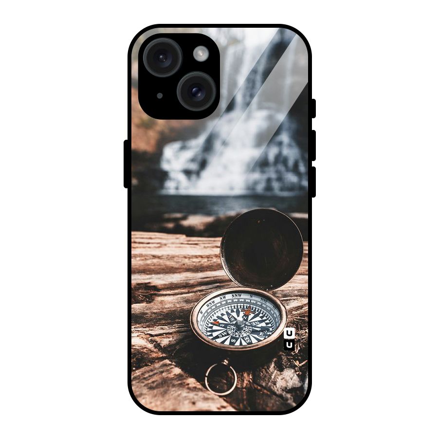 Compass Travel Glass Back Case for iPhone 15