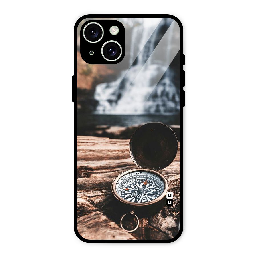 Compass Travel Glass Back Case for iPhone 15 Plus