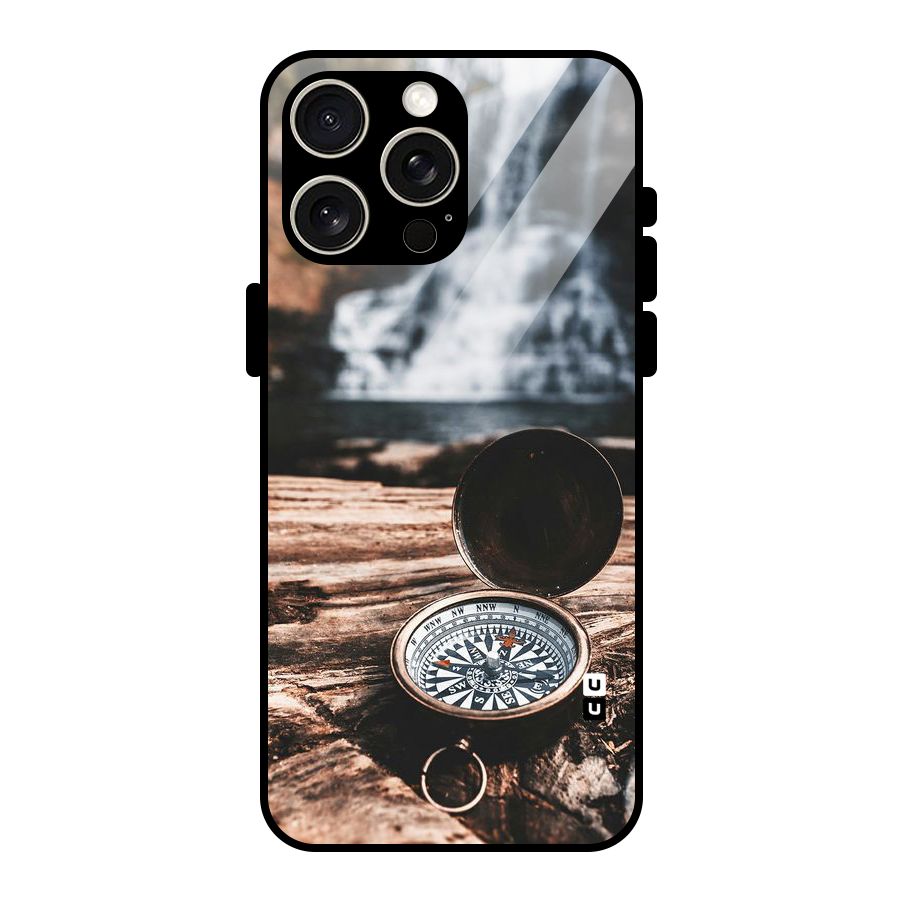 Compass Travel Glass Back Case for iPhone 15 Pro Max