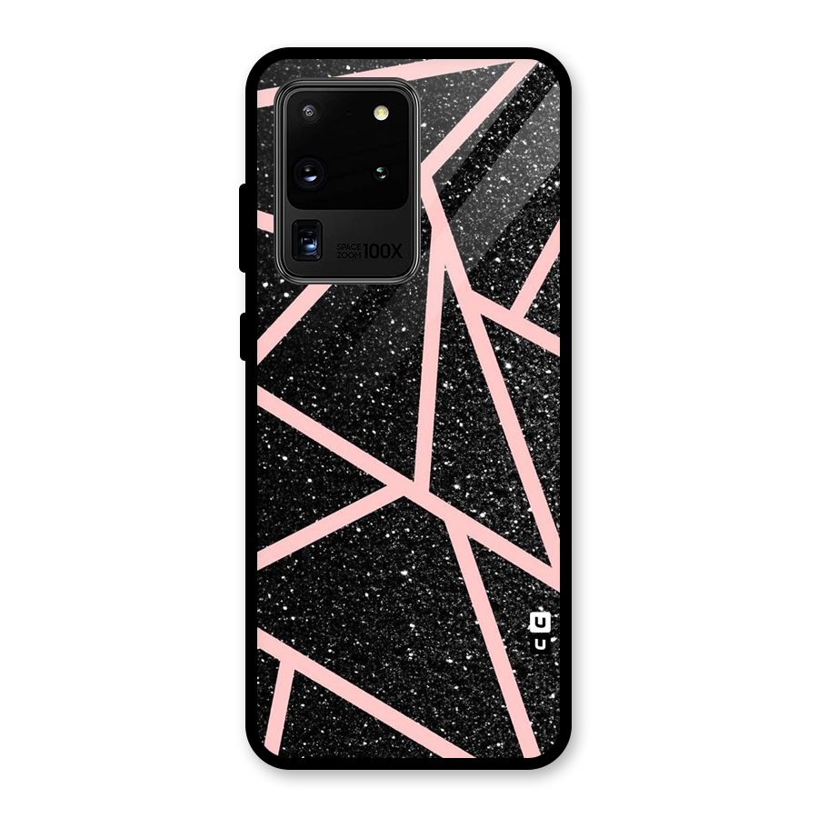 Concrete Black Pink Stripes Glass Back Case for Galaxy S20 Ultra