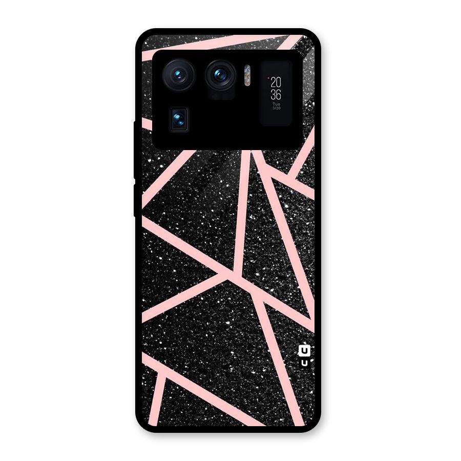 Concrete Black Pink Stripes Glass Back Case for Mi 11 Ultra
