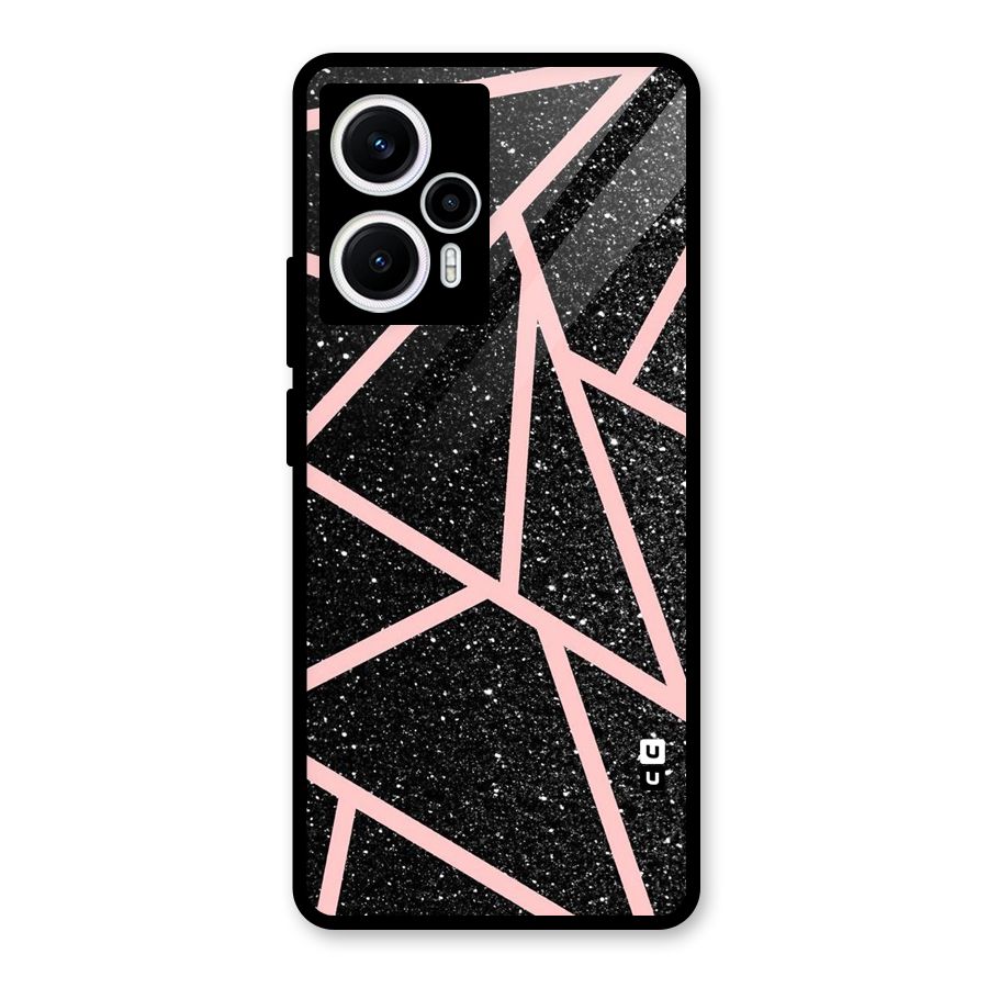 Concrete Black Pink Stripes Glass Back Case for Poco F5