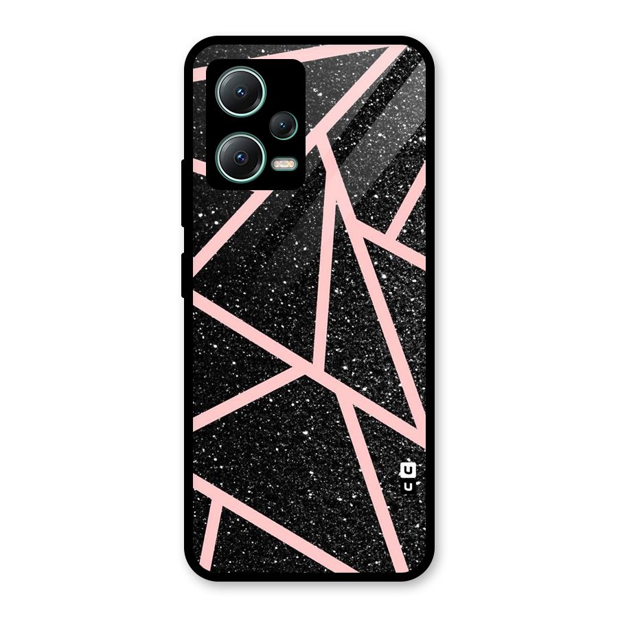 Concrete Black Pink Stripes Glass Back Case for Poco X5