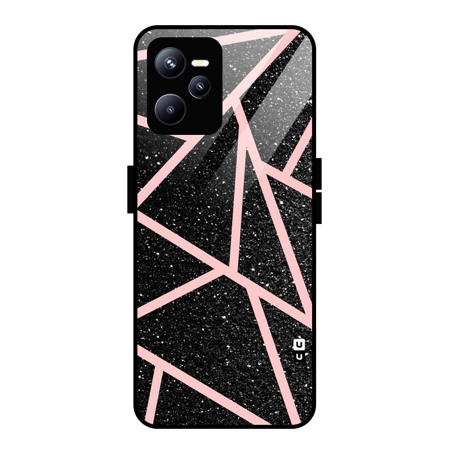 Concrete Black Pink Stripes Glass Back Case for Realme C35