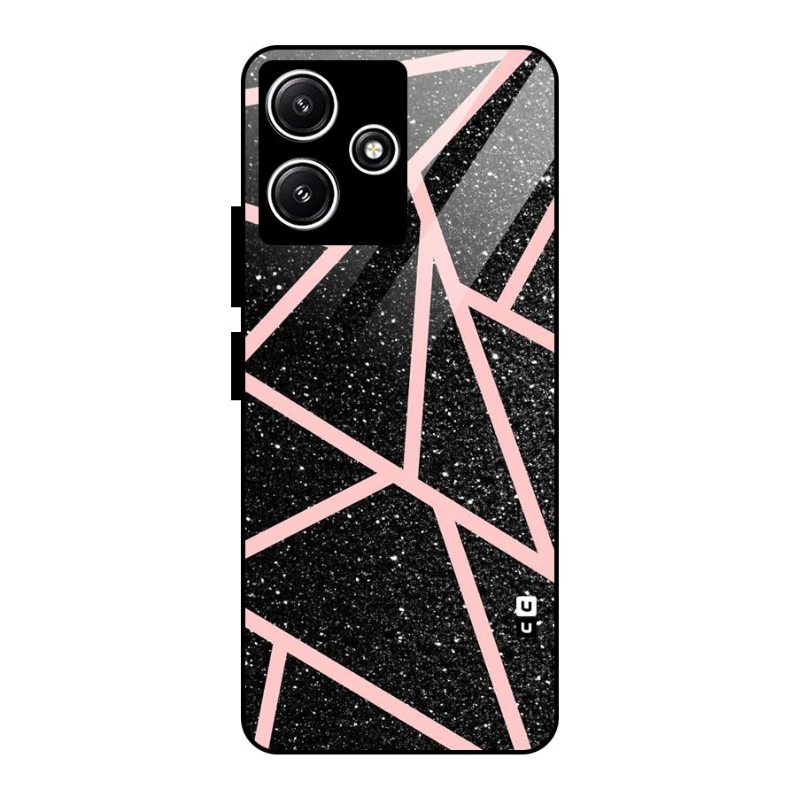 Concrete Black Pink Stripes Glass Back Case for Redmi 12 5G