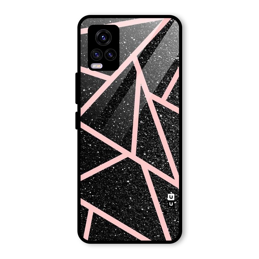 Concrete Black Pink Stripes Glass Back Case for Vivo V20 2021