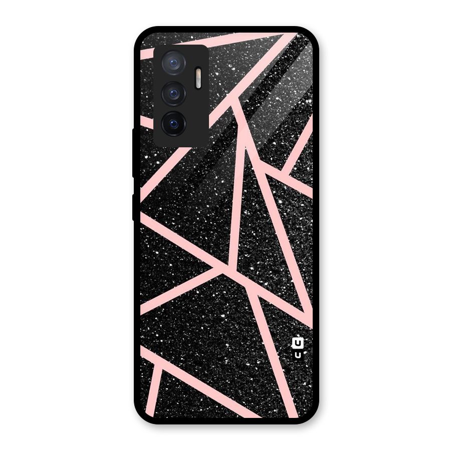 Concrete Black Pink Stripes Glass Back Case for Vivo V23e