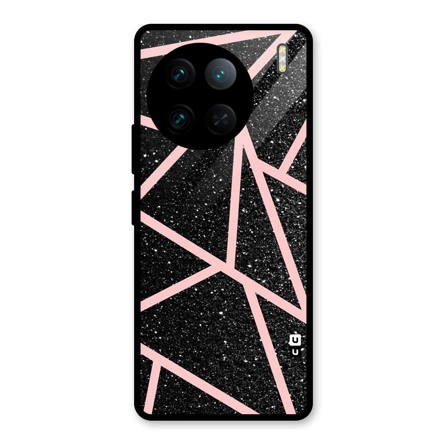 Concrete Black Pink Stripes Glass Back Case for Vivo X90 Pro