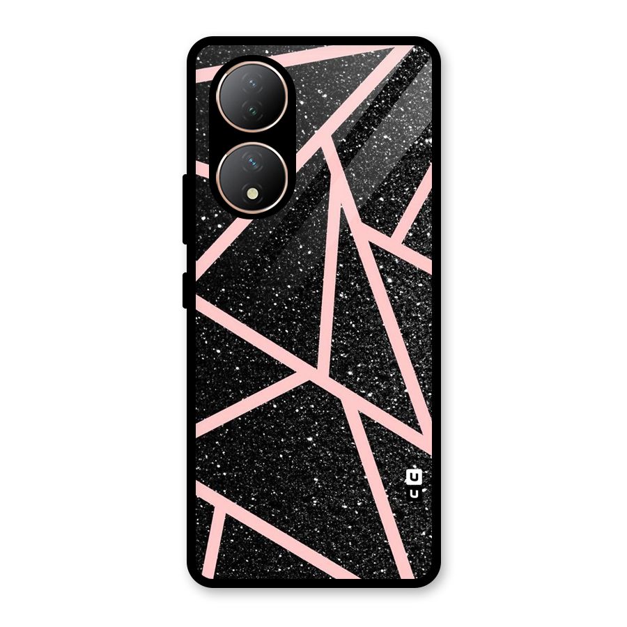 Concrete Black Pink Stripes Glass Back Case for Vivo Y100A