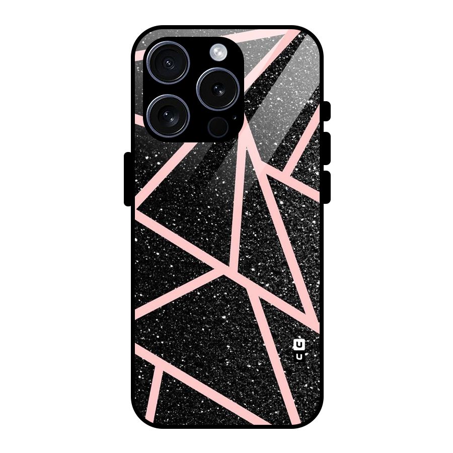 Concrete Black Pink Stripes Glass Back Case for iPhone 15 Pro