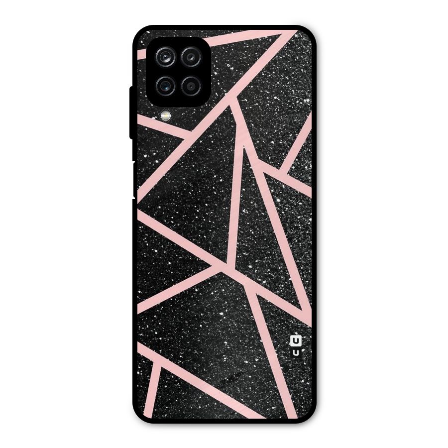 Concrete Black Pink Stripes Metal Back Case for Galaxy A12