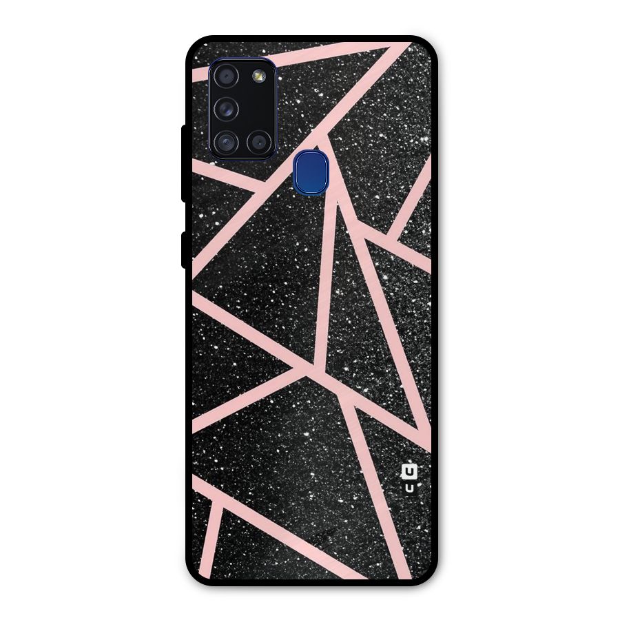 Concrete Black Pink Stripes Metal Back Case for Galaxy A21s