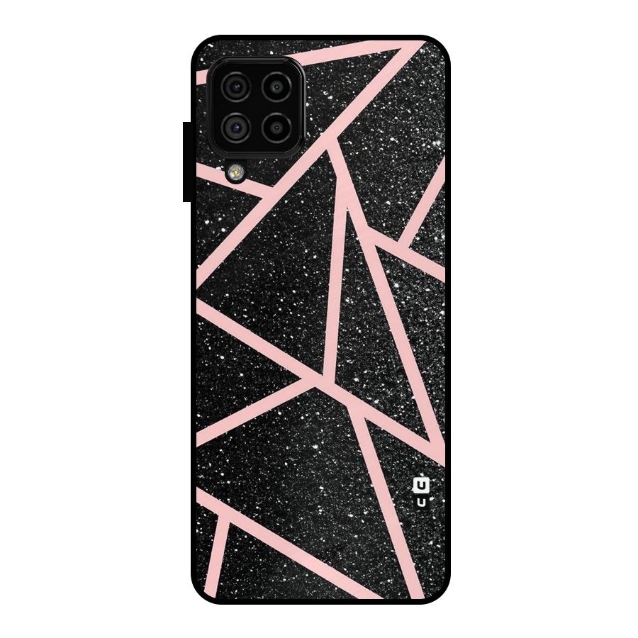 Concrete Black Pink Stripes Metal Back Case for Galaxy A22 4G