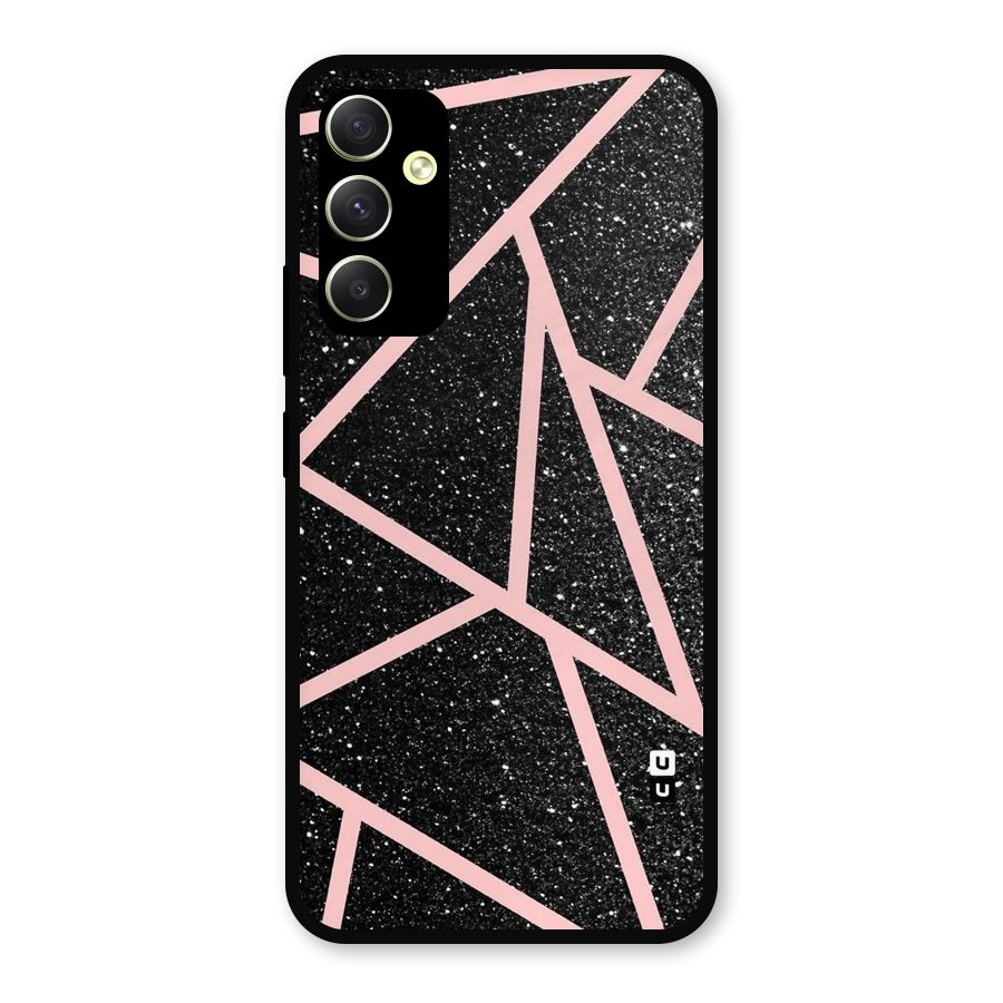 Concrete Black Pink Stripes Metal Back Case for Galaxy A34