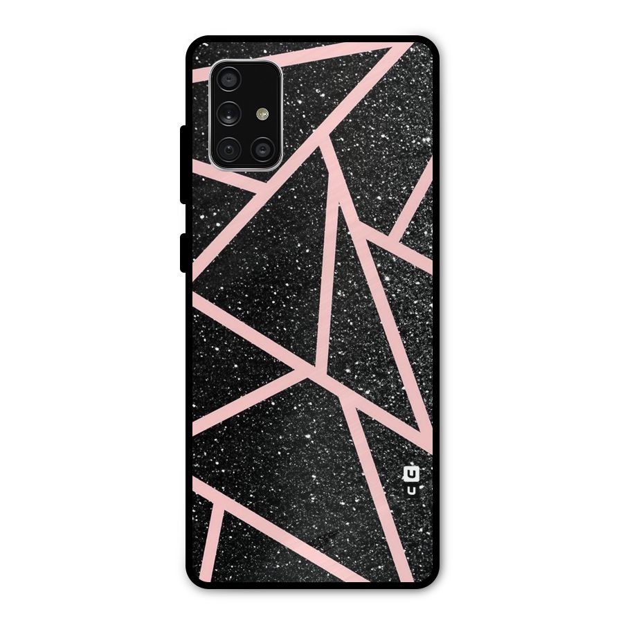 Concrete Black Pink Stripes Metal Back Case for Galaxy A71