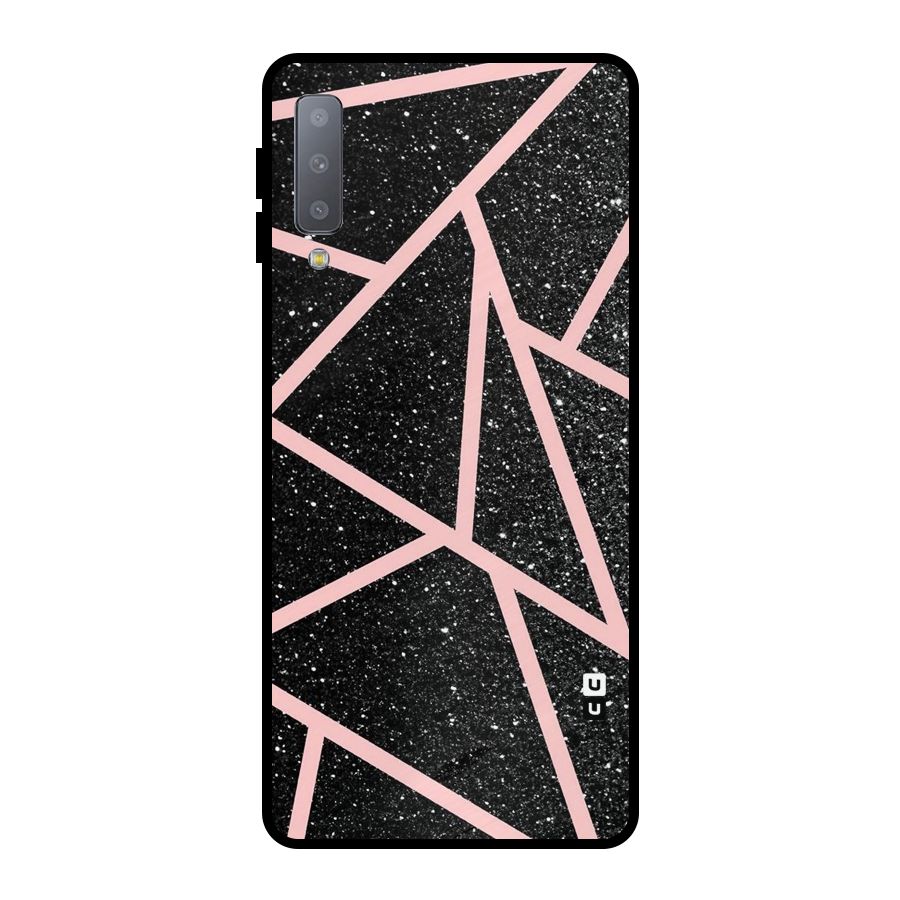 Concrete Black Pink Stripes Metal Back Case for Galaxy A7 (2018)