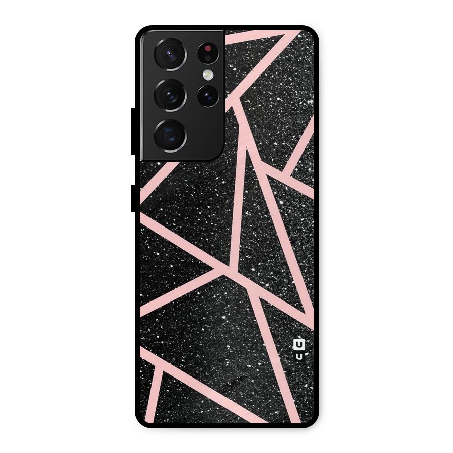 Concrete Black Pink Stripes Metal Back Case for Galaxy S21 Ultra 5G