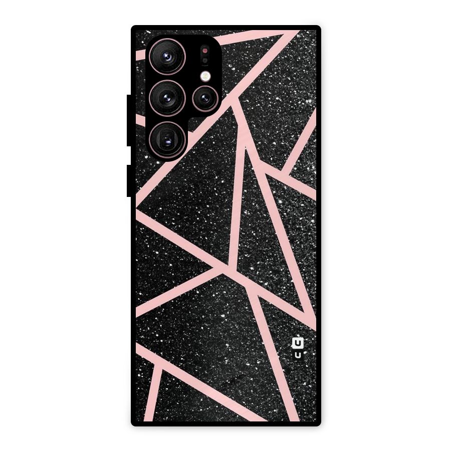 Concrete Black Pink Stripes Metal Back Case for Galaxy S22 Ultra 5G