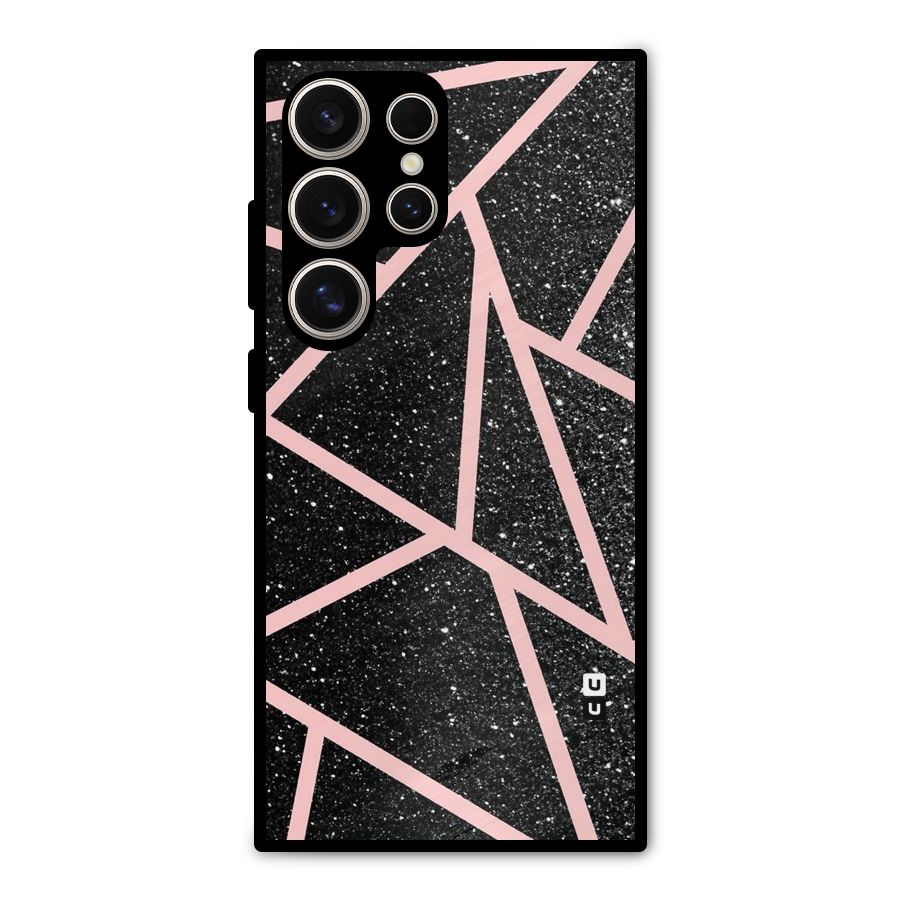 Concrete Black Pink Stripes Metal Back Case for Galaxy S24 Ultra