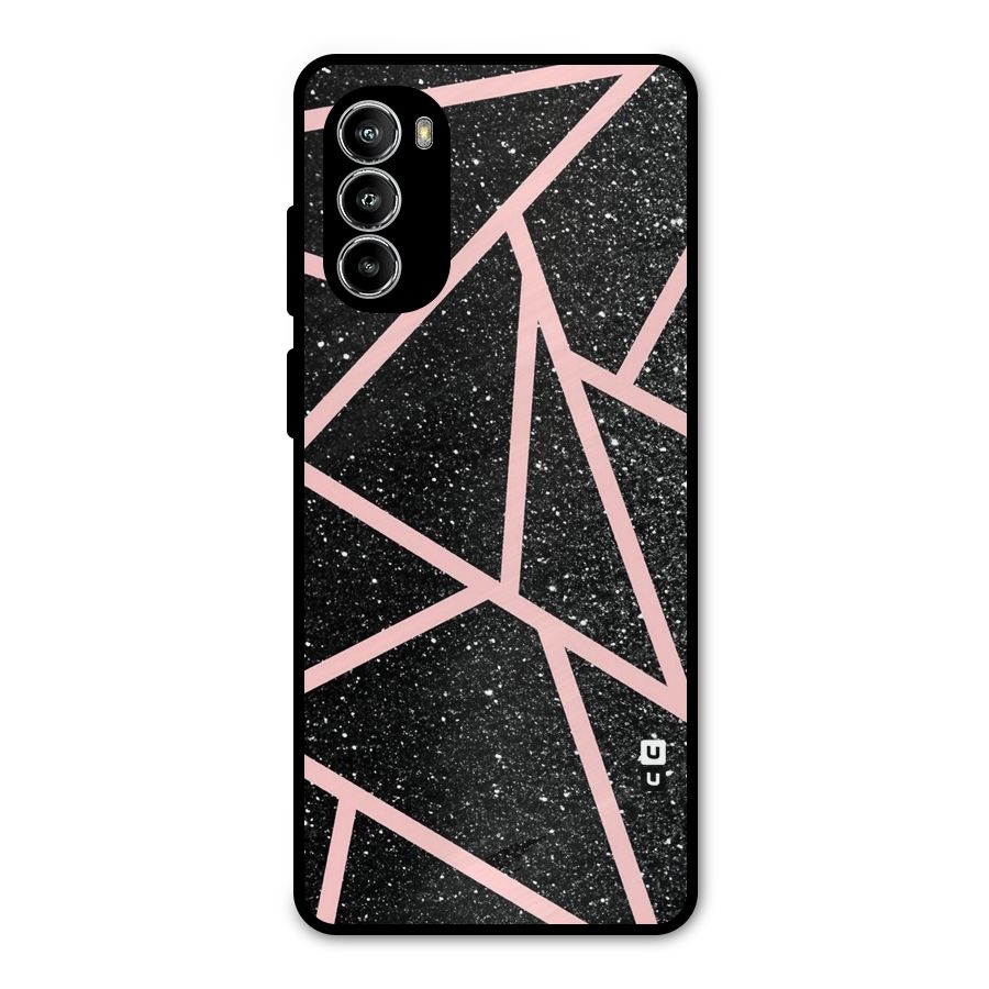 Concrete Black Pink Stripes Metal Back Case for Moto G52
