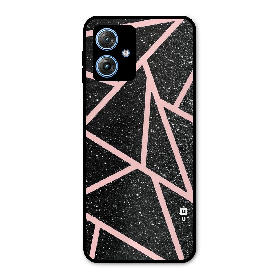 Concrete Black Pink Stripes Metal Back Case for Moto G54